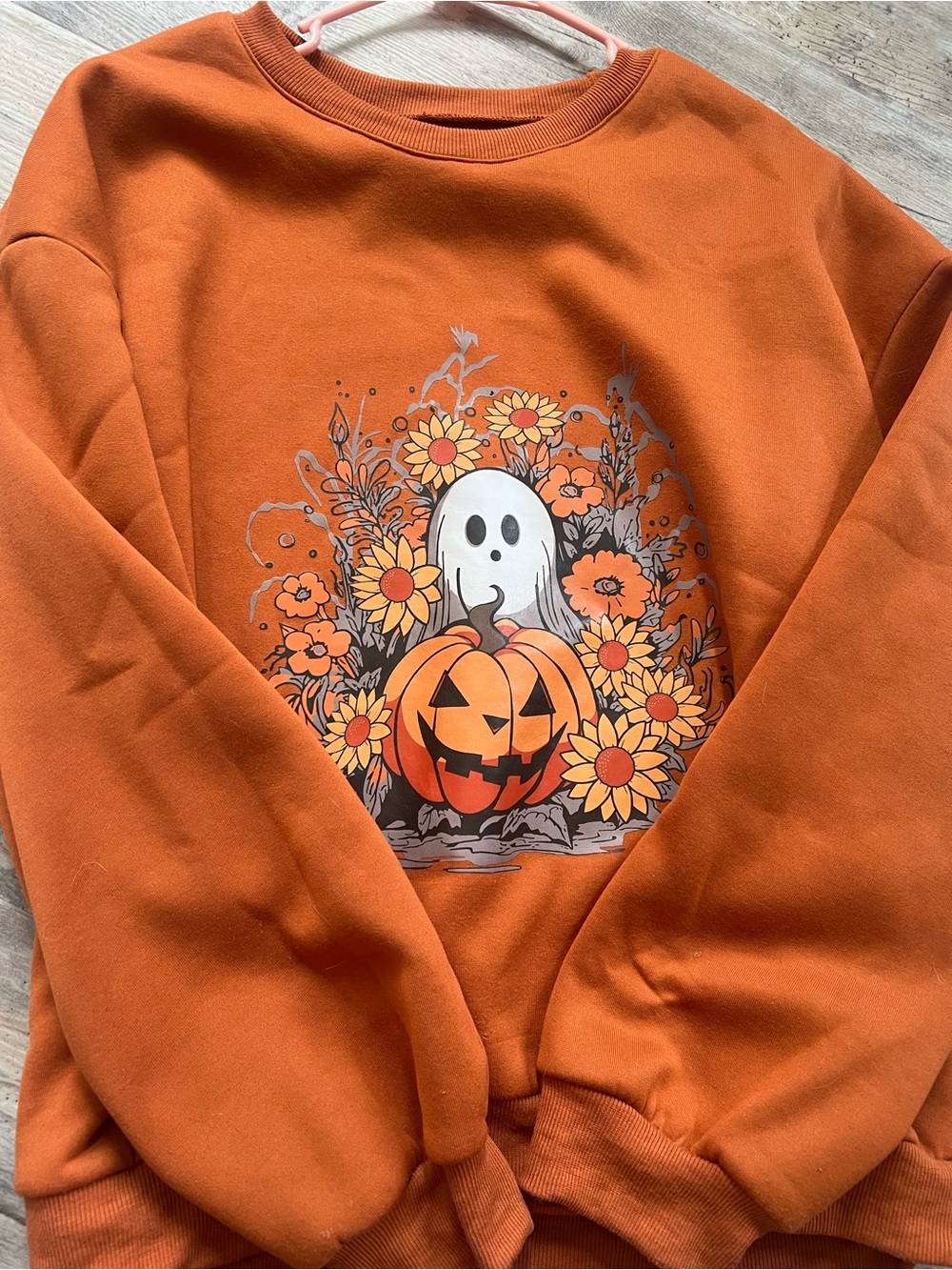 Orange Halloween Ghost & Jack-O'-Lantern Sweater